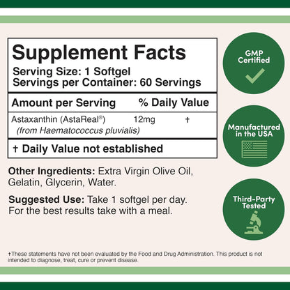 Astaxanthin Soft Capsules Dietary Supplement